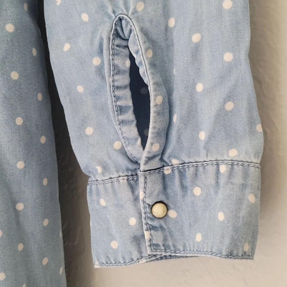 GB girls Polka Dot Shirt Dress, size Small, Blue & White - Picture 7 of 11